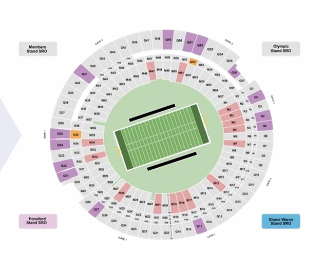 Mapa de Entradas para Los Angeles R. vs San Francisco Juego en Melbourne