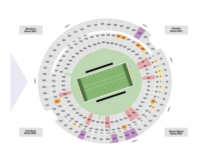 Mapa de Paquetes VIP para Los Angeles R. vs San Francisco Juego en Melbourne