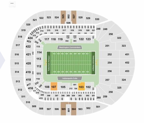 Mapa de Paquetes VIP para Indianapolis vs Washington Juego en Londres