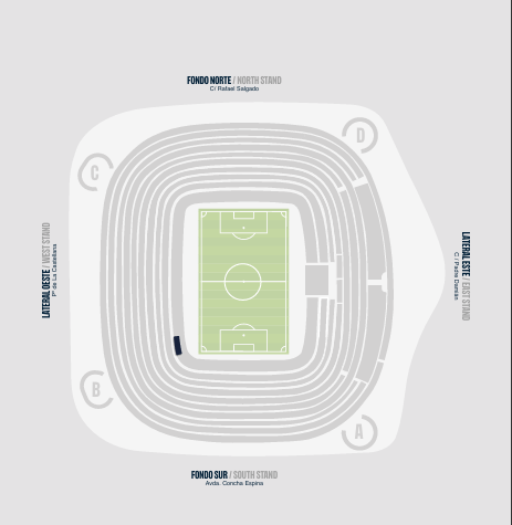 Mapa de Hospitalidad Real Madrid 26/27 - Experiencia Matchday Premium Espacio La Salle Sector 108